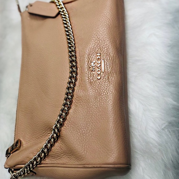 Coach Leather Crossbody Clutch Handbag Purse Gold - Picture 6 of 10